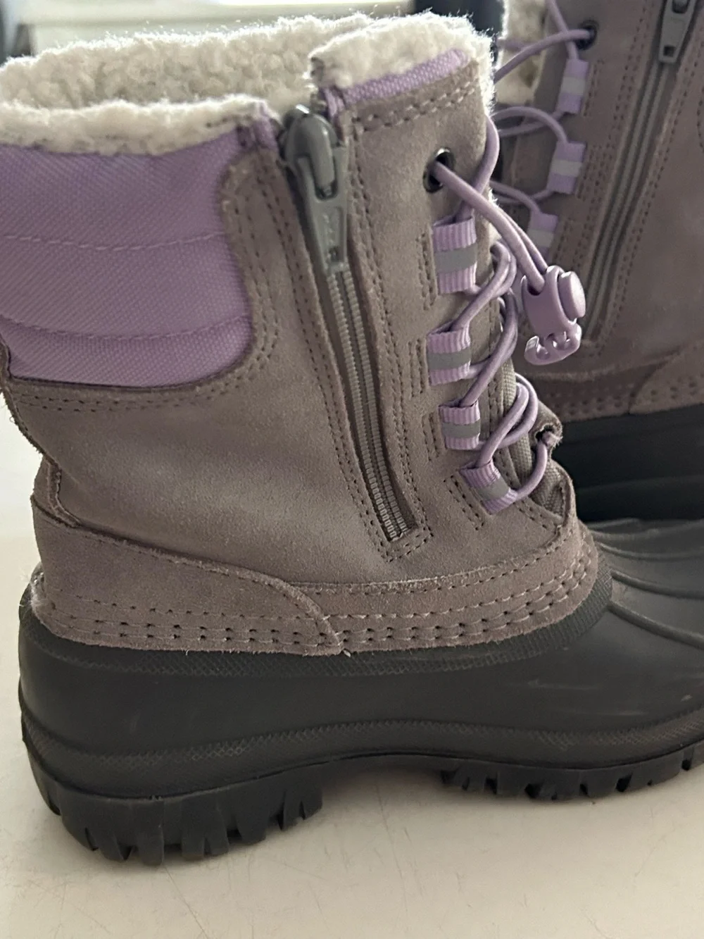 Lands' End Winter Snow Boots in Gray and Lavender | 12 girls